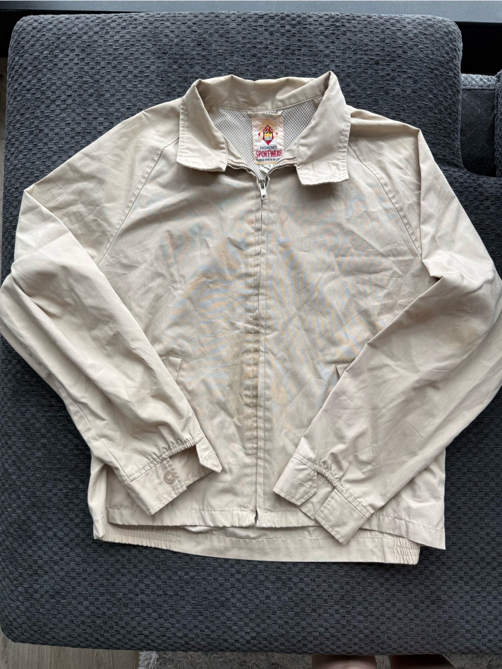 Women's Lightweight Beige Bomber Zip Jacket